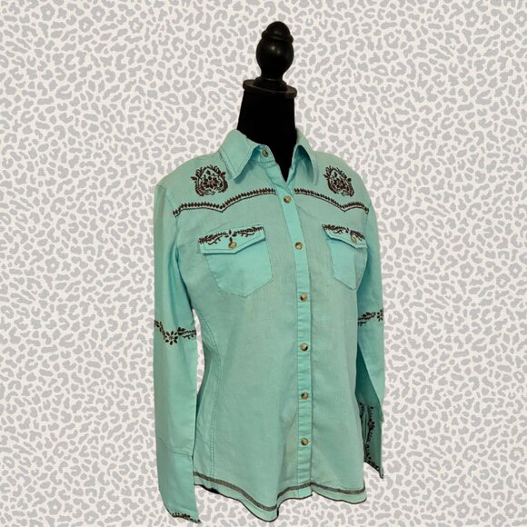 Tasha Polizzi Tops - Tasha Polizzi Long Sleeve Pearl Snap Women's Size Medium Slim-Fit